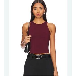 A.L.C. Mulberry Bailey Cropped Fitted sleeveless top red small